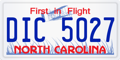 NC license plate DIC5027