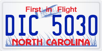 NC license plate DIC5030