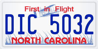 NC license plate DIC5032