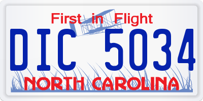 NC license plate DIC5034