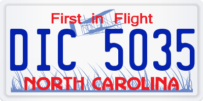 NC license plate DIC5035