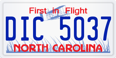 NC license plate DIC5037