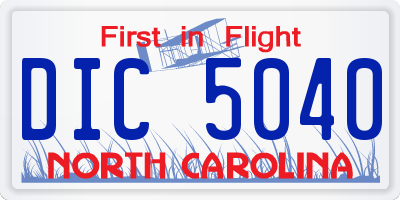 NC license plate DIC5040