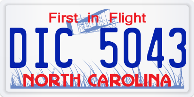 NC license plate DIC5043
