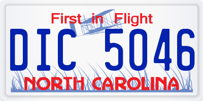 NC license plate DIC5046