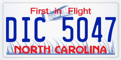 NC license plate DIC5047