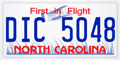 NC license plate DIC5048