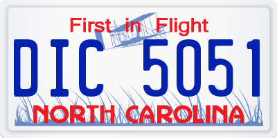 NC license plate DIC5051