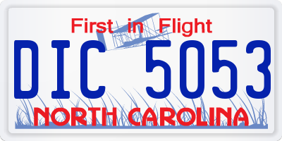 NC license plate DIC5053