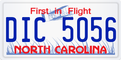 NC license plate DIC5056