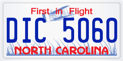 NC license plate DIC5060