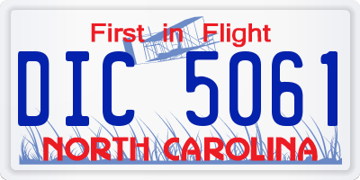 NC license plate DIC5061