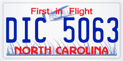 NC license plate DIC5063