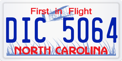 NC license plate DIC5064