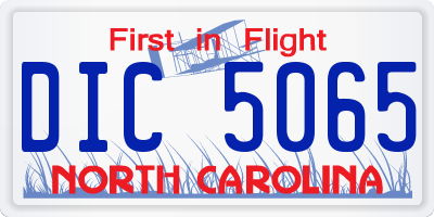 NC license plate DIC5065