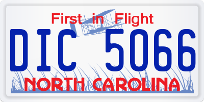 NC license plate DIC5066