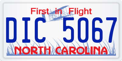 NC license plate DIC5067