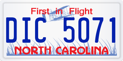 NC license plate DIC5071