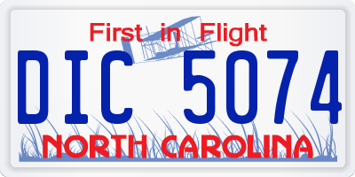 NC license plate DIC5074