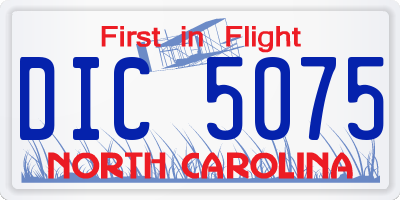 NC license plate DIC5075