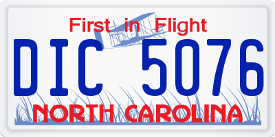 NC license plate DIC5076