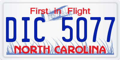NC license plate DIC5077