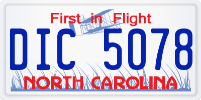 NC license plate DIC5078