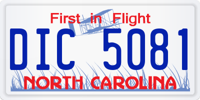 NC license plate DIC5081