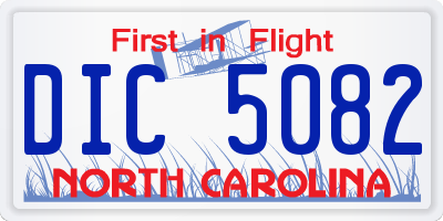 NC license plate DIC5082