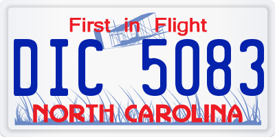 NC license plate DIC5083