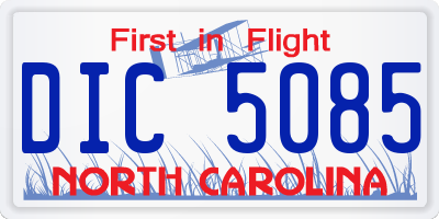 NC license plate DIC5085