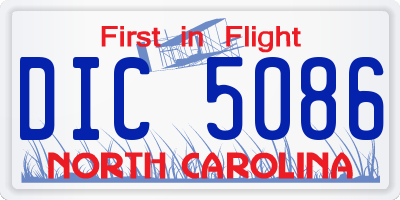 NC license plate DIC5086