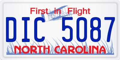 NC license plate DIC5087