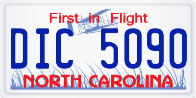 NC license plate DIC5090
