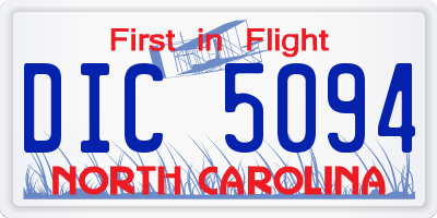 NC license plate DIC5094