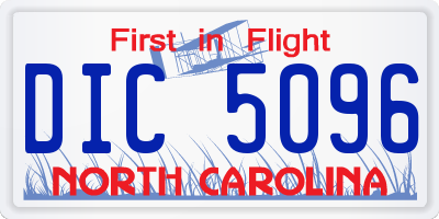 NC license plate DIC5096