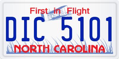NC license plate DIC5101