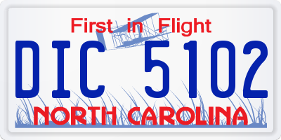 NC license plate DIC5102