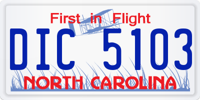 NC license plate DIC5103