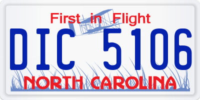 NC license plate DIC5106
