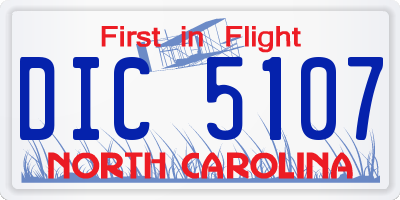 NC license plate DIC5107