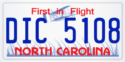 NC license plate DIC5108