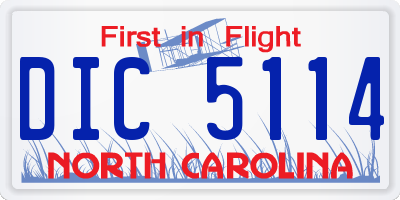 NC license plate DIC5114
