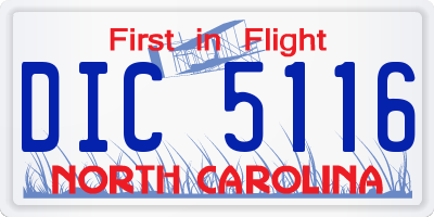 NC license plate DIC5116