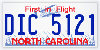 NC license plate DIC5121