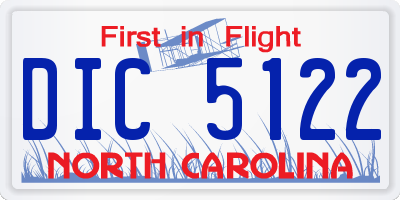 NC license plate DIC5122