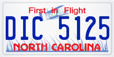 NC license plate DIC5125