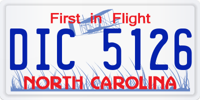 NC license plate DIC5126