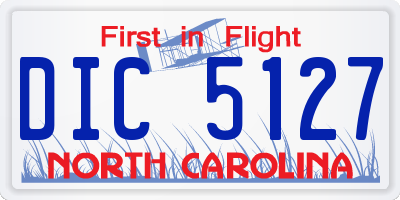 NC license plate DIC5127