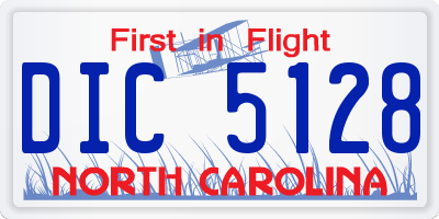 NC license plate DIC5128